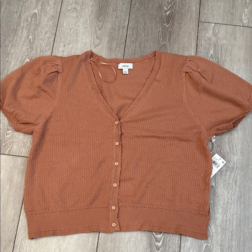 Women's Cece Brown Button-Up Top new size xL